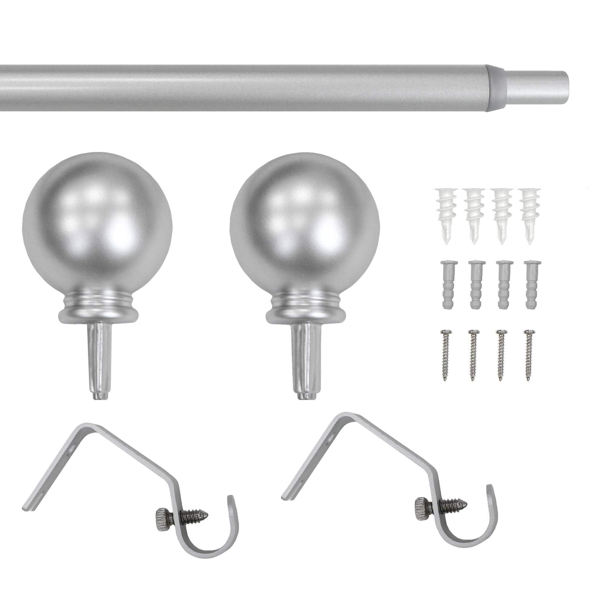 Tringle à rideaux réglable à boule Nickel 1,27 cm Mainstays, 71 à 122 cm