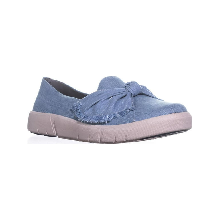 Womens BareTraps Britta Slip On Fashion Sneakers Washed Denim Walmart