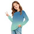 thumbnail image 5 of Girls' shirt Long Sleeve Crewneck Gradient Tops Casual Soft Baggy Pullover Sweatshirt for Kids, 5 of 6