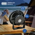 thumbnail image 6 of Portable Camping Fan with LED Lantern, 24HRS Running 8inch Rechargeable Tent Fan, Powerful 3-Speed 180° Rotate with Hook, Quiet for Outdoor RV Travel Fishing Hurricane Emergency Power Outage, 6 of 8