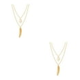 thumbnail image 4 of yingyy Chain Necklace Leaves Adjustable Multi-layer Chokers Leaf Exaggerated Hanging Layered Necklaces Daily Wear Accessories Gold 2Set, 4 of 6
