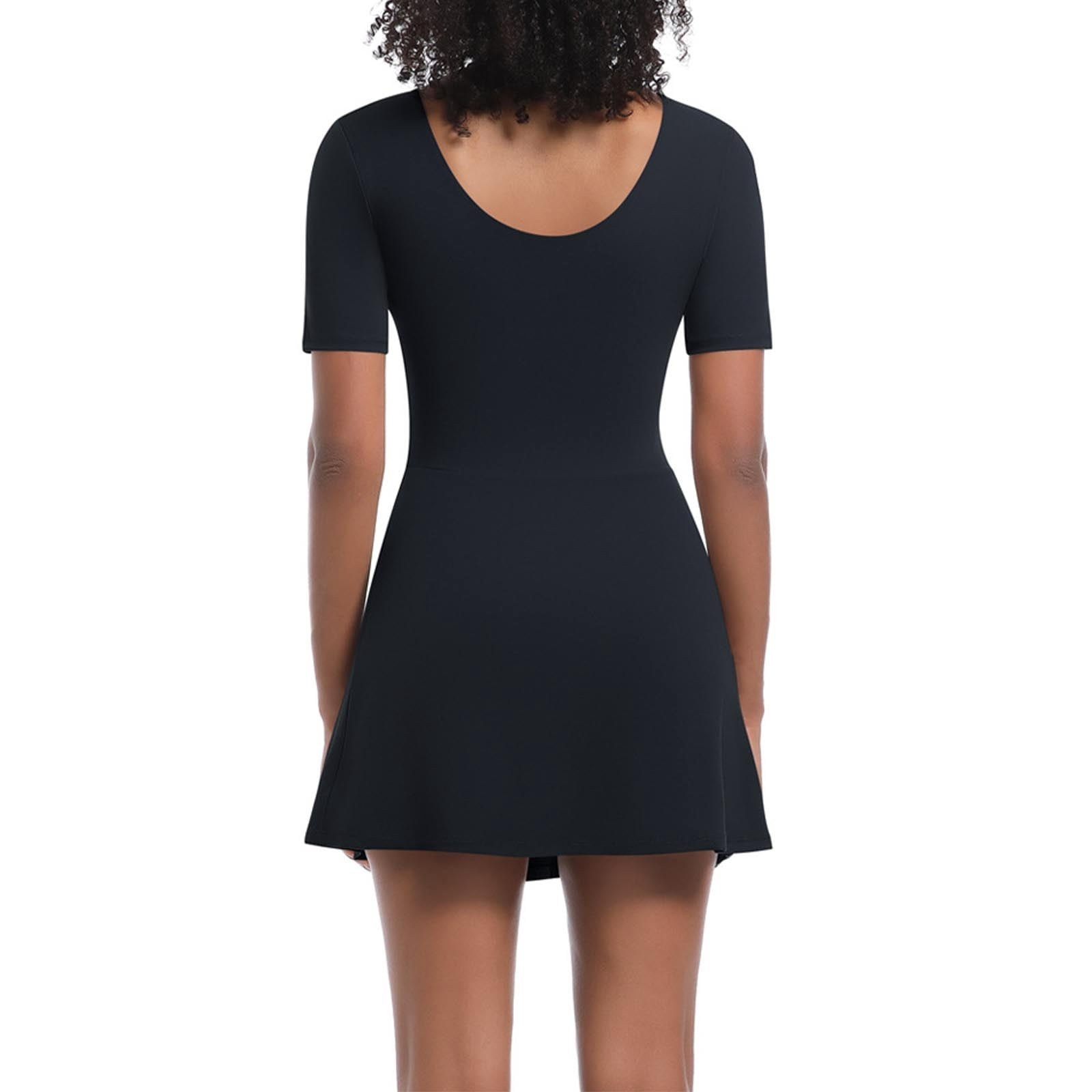 Kaemgyyd Athletic Dress for Women with Built in Shorts Stretch Scoop Neck Short Sleeve A-Line Bodycon Mini Dress for Golf Workout
