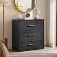 thumbnail image 2 of IFMUST Modern Nightstand, 18" Arched Panel 3 Drawers Wood Side Table with Charging Station, Wood Square Bedside End Table for Bedroom Living Room, Black, 2 of 6