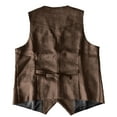 thumbnail image 6 of Men's Vintage Suede Leather Western Cowboy Waistcoat - Button Up V Neck Sleeveless Business Suit Vest, 6 of 6