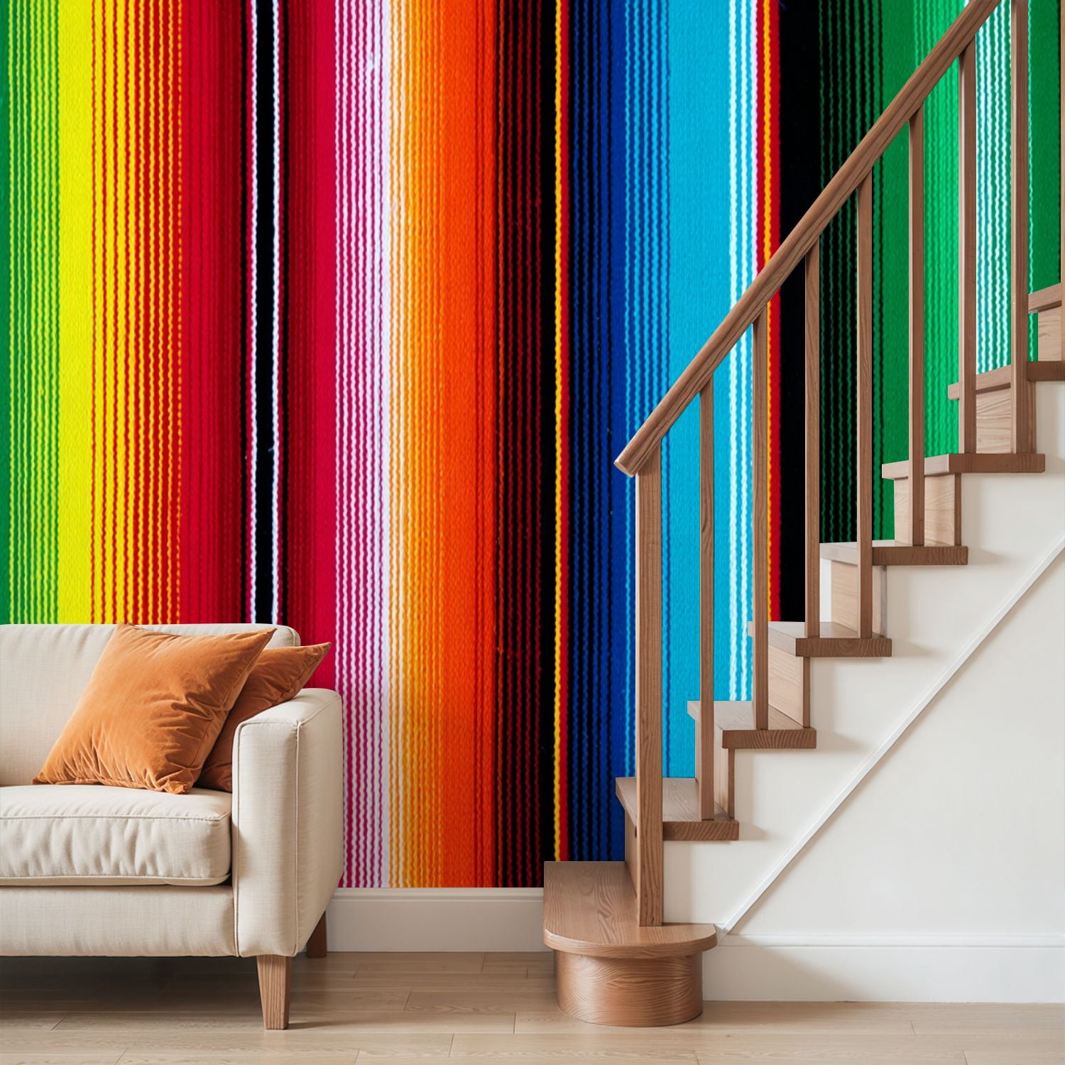 Wall Mural Peel and Stick colorful seamless mexican style serape gesign Self-Adhesive Wallpaper Removable Wall Decal Wall Sticker Home Decor for Living Room Bedroom 100"x144"