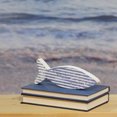 thumbnail image 3 of 8" Cape Cod Inspired Table Top White and Blue Striped Fish Decoration, 3 of 3