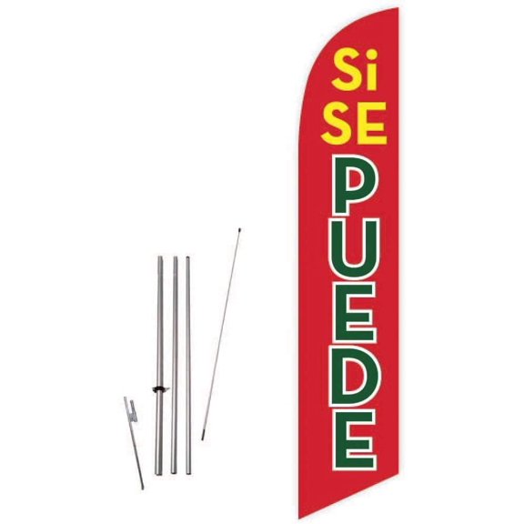 Cobb Promo Si SE Puede Red Feather Flag with Complete 15ft Pole kit and Ground Spike