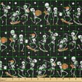 thumbnail image 2 of Ambesonne Halloween Fabric by the Yard Microfiber, Skeletons Carnival, 2 Yards, Charcoal Grey Apricot, 2 of 2