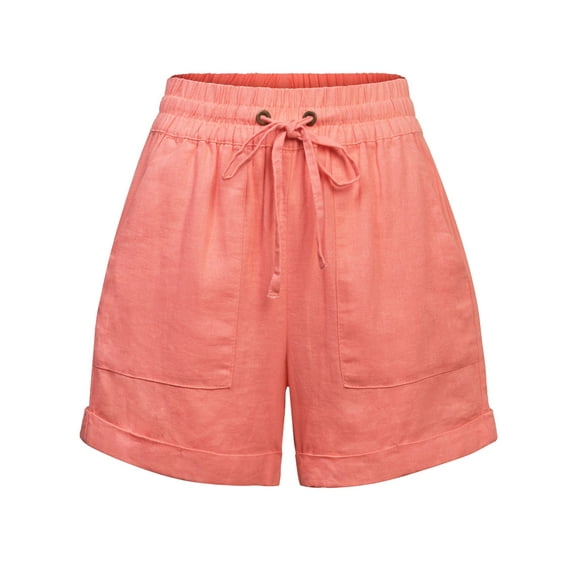 KOGMO Womens Lightweight Linen Shorts with Drawstring and Pockets