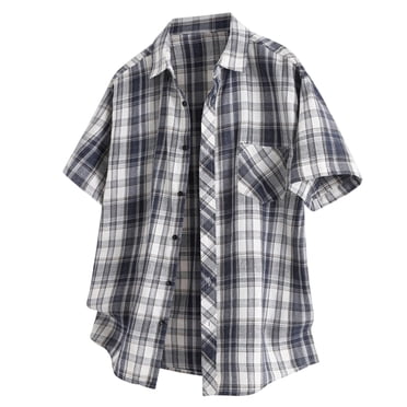 Zynviq Button Down Mens Summer Shirts Plus Size Short Sleeve Casual Striped Shirts Tops for Men L