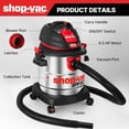 thumbnail image 3 of Shop-Vac 5 Gallon Wet/Dry Vacuum, 4.5 Peak HP, Stainless Steel Tank, Portable with Filter, Hose & Accessories for Garage, Workshop, 3 of 7