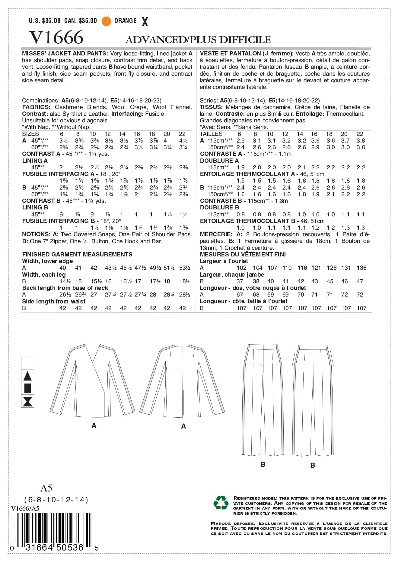 Vogue Patterns Pattern: Guy Laroche 
