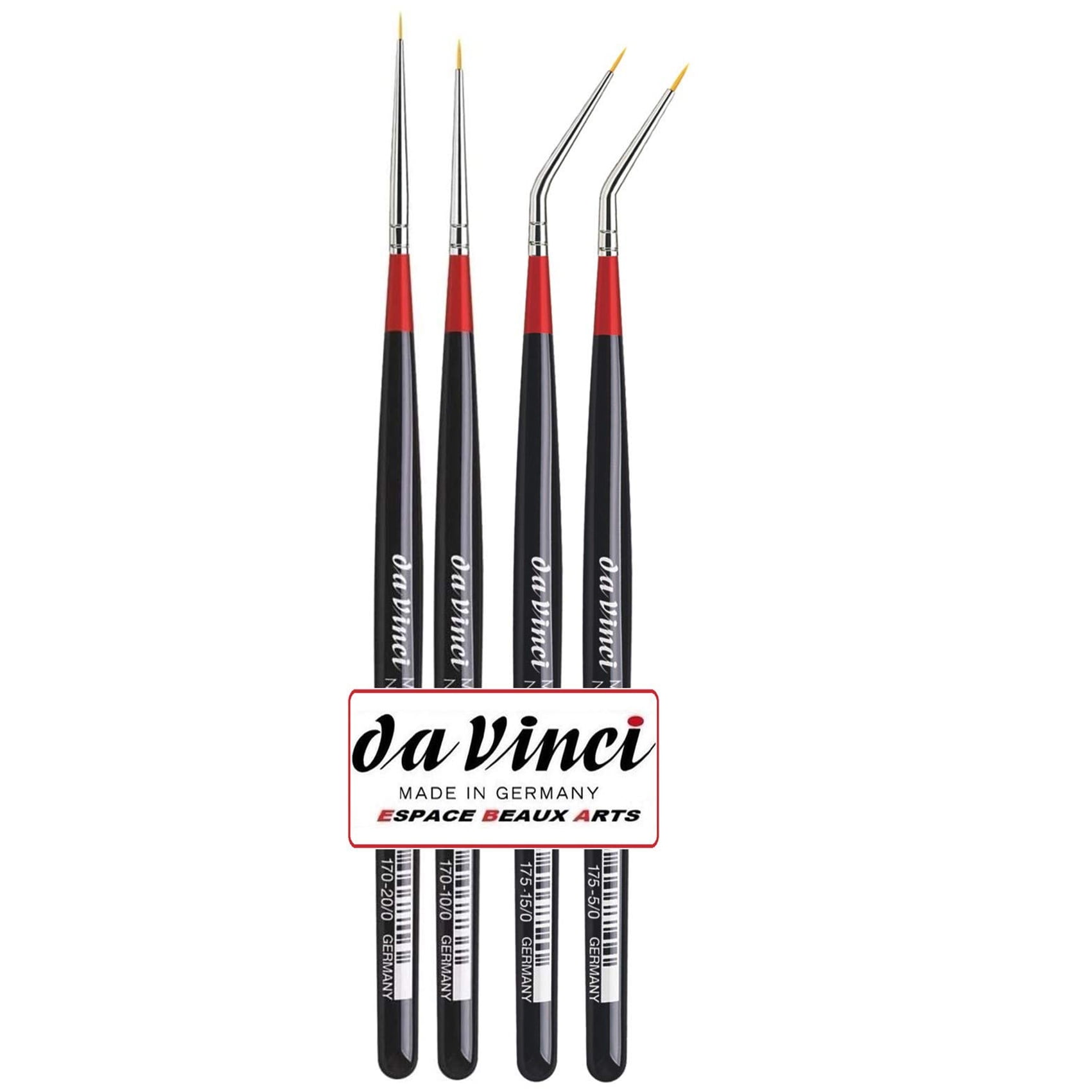 da Vinci MICRO-NOVA Miniature Brushes, Synthetic, Acrylic & Oil, Round, Assorted, 4 Brush Set