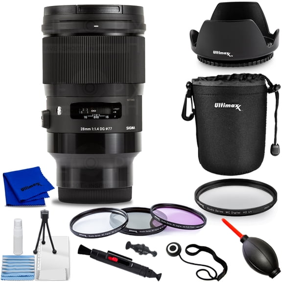 Sigma 28mm f/1.4 DG HSM Art Lens for Sony E 441965 - 7PC Accessory Bundle