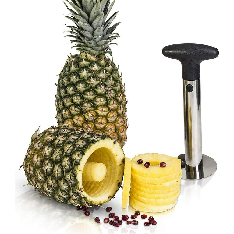 Mainstays Manual Pineapple Corer, Peeler & Slicer Tool - Clear & Black - 9.5 in