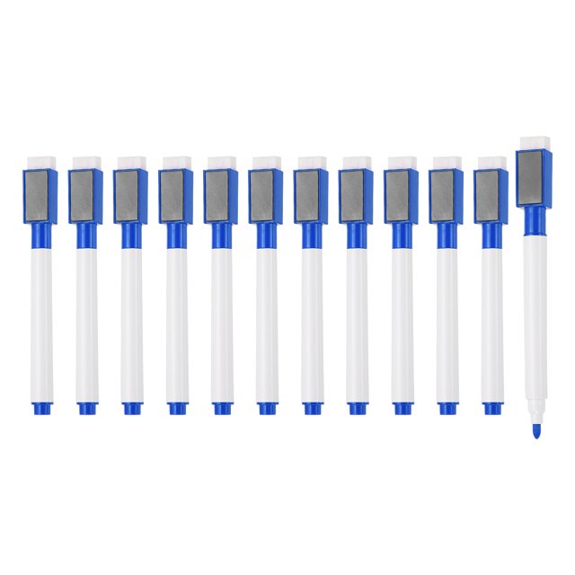 Stylo Magnétique pour Tableau Blanc, Pointe Fine 0,5-1 mm Effaçable à Sec Marqueurs Bleu Profond, 12 Pcs