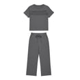 thumbnail image 5 of Womens 2 Piece Outfits Sweatsuit Short Sleeve Tops and Drawstring Waist Cropped Wide Leg Pants Lounge Workout Sets, 5 of 5