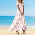 thumbnail image 1 of WILLBEST Vestido Largo Informal De Moda Para Mujer, Vestido Holgado Con Cuello En V Y Estampado Floral, Estilo Informal De Verano, Elegante Vestido De Playa Para Fiesta Y Uso Diario., 1 of 3