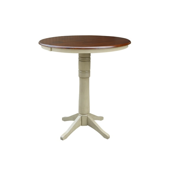 36" Round Top Pedestal Table with 12" Leaf - Bar Height