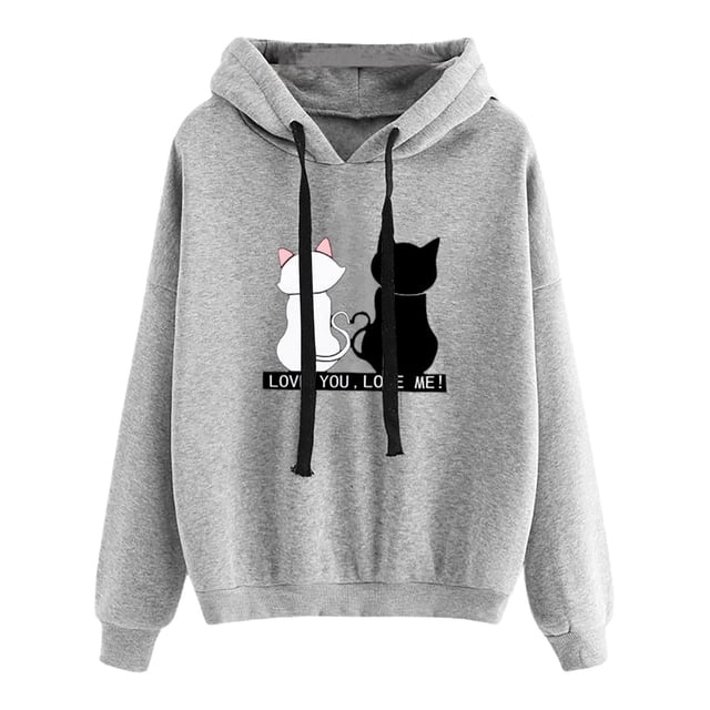 Puntoco Sudadera con capucha para mujer Impresión Suelta Casual Moda Sudadera de manga larga tops Puntoco Puntoco-4605