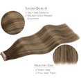 thumbnail image 4 of GFDYREE Extensions de Cheveux à Ruban WENNALIFE pour Femmes, 20 Pcs 50g 16 Pouces Balayage Brun Chocolat à Blond Miel Extensions de Cheveux à Ruban en Cheveux Humains Rallonge Cheveux Humain Lisse Invisible, 4 of 6