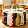 thumbnail image 4 of Dalxymotic Decorative Desk Skirt Cover, Round Teacher Desk Skirt, Seasonal Pencil Print Desk Skirt, Stretch Desk Skirt, Stretch Desk Skirt Cover for Office, Home, Cubicle, Counter, 4 of 6