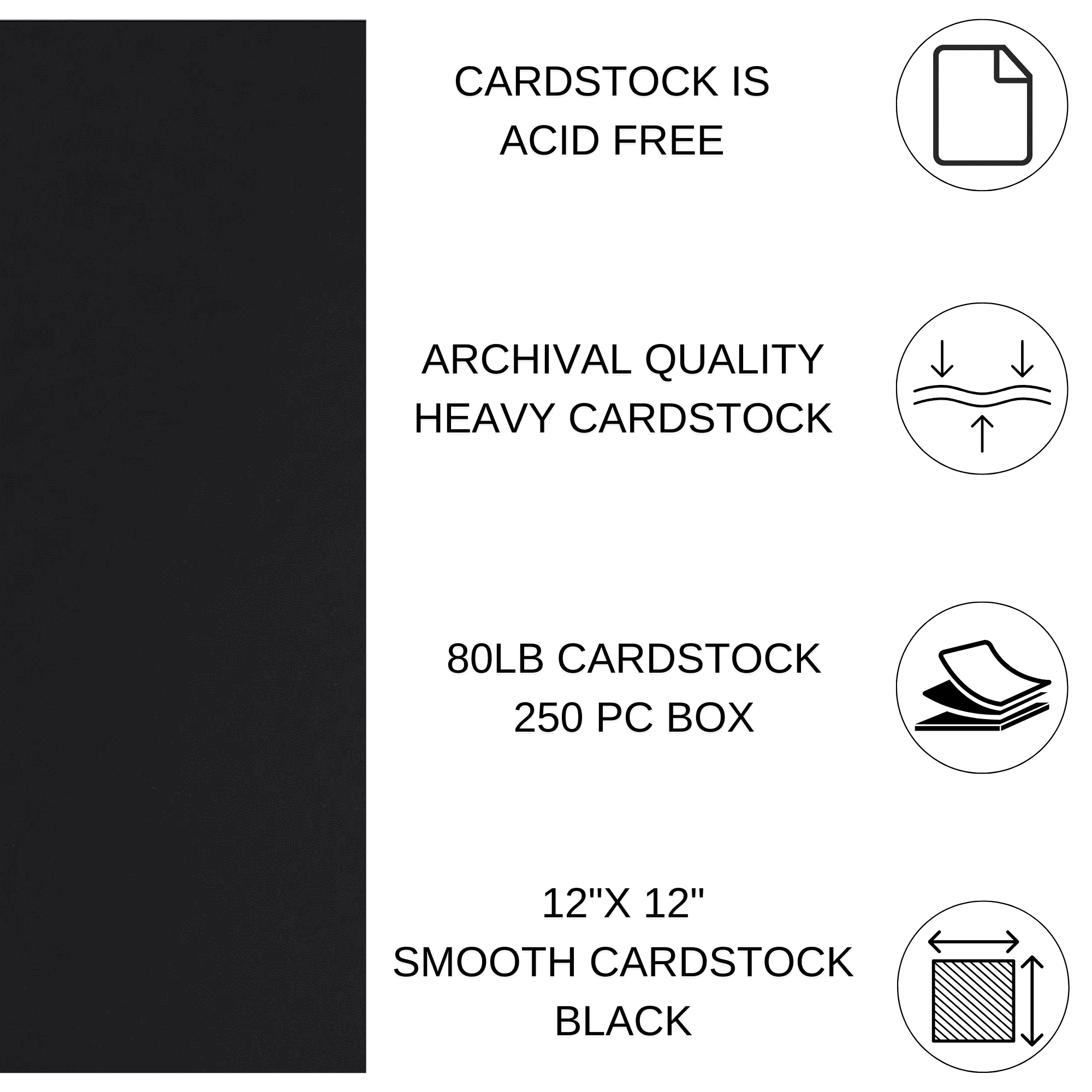 Paper Accents Cardstock 12"x12" 250pc Smooth 80lb Black