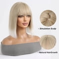 thumbnail image 4 of Peluca de cabello sintético liso con flequillo, pelo corto Bob, Rubio, degradado, aspecto Natural, alta densidad, suave, fiesta diaria, resistente al calor, 4 of 4