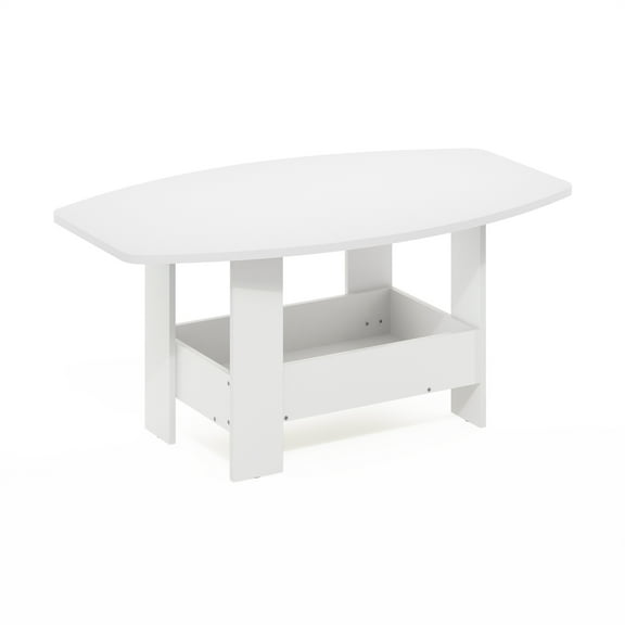 Coffee Table with Storage " Modern Oval Living Room Table " White