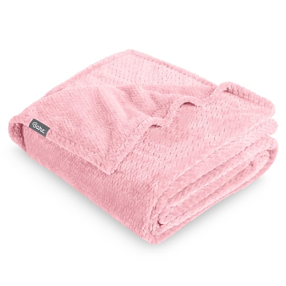 Bare Home Microplush Fleece Textured Blanket - 300 GSM - Fuzzy Microfleece - Soft & Plush - Twin/Twin XL, Light Pink
