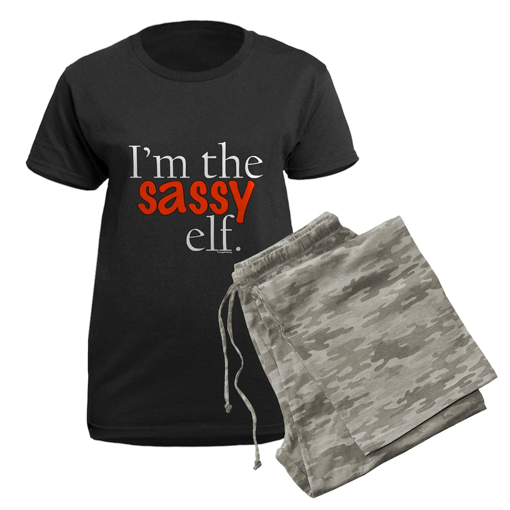 CafePress - Sassy Elf Women's Dark Pajamas - Women's Short Sleeve Print T-Shirt and Pants Dark Cotton Pajama Set