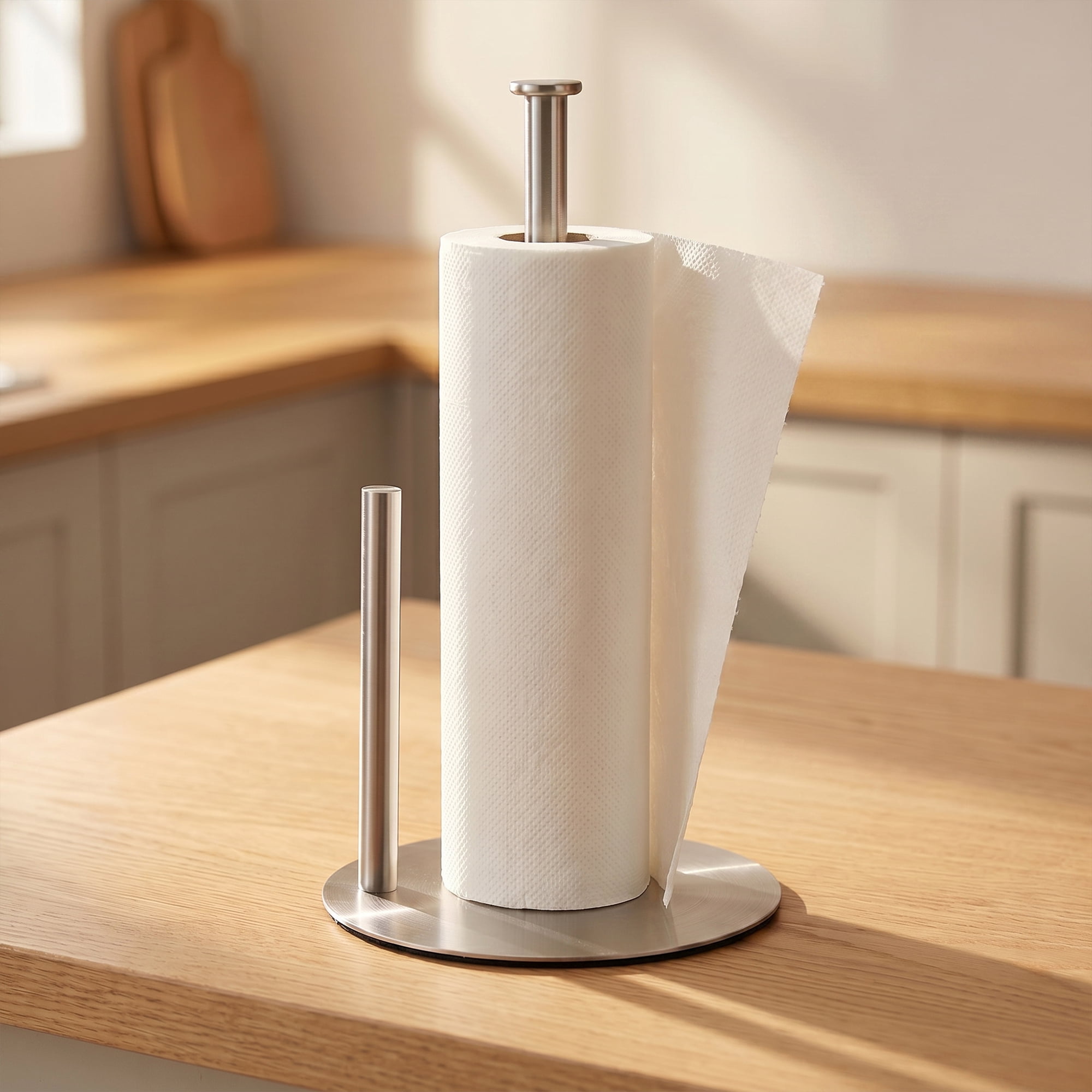 Unique Bargains Countertop Non Slip Base Paper Towel Holder Silver 11.8x6.7inch