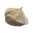 thumbnail image 2 of Only Moment Travel portable hat Women’s Fashion Knitted Beret Sweet Solid Color Artist Painter Hat, Soft Warm French Style Beret for All Season Daily Wear Khaki,One Size, 2 of 4