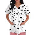 thumbnail image 3 of Tops for Women 2025 Cute Graphic Printed Short Sleeve V Neck Scrub Top Loose Fit Work Uniform Scrub Shirt White S, 3 of 3