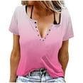 thumbnail image 2 of Liquidation! Hauts Grande Taille pour Femmes, Blouse à Manches Courtes d'Été pour Femmes, T-shirt à Manches Courtes Imprimé Boutonné Col Rond Blouses, 2 of 5