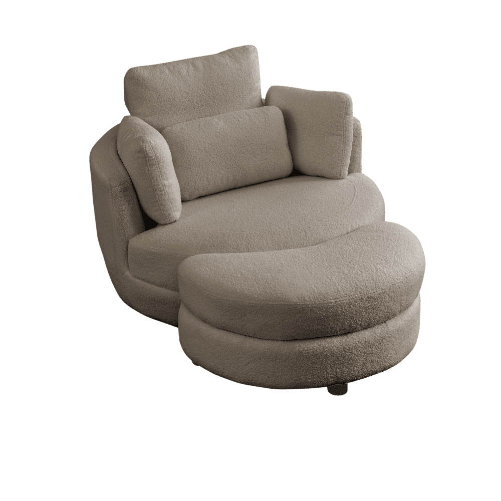Cordelle swivel chair online with faux fur pillows