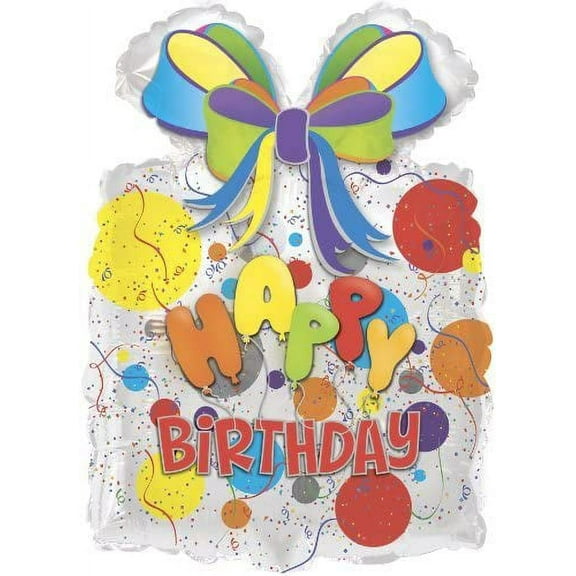 PMU Birthday Gift W/Balloons Shape (18.5In. X 25In. Mylar) Pkg/1