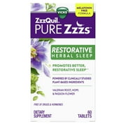 ZzzQuil PURE Zzzs Restorative Herbal Melatonin Free Sleep Aid, 60 Ct