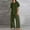 Green, variant on women fashion and linen two piece casual wear short sleeve crew neck top trousers and sportswear suit Women Jumpsuit Dressy Suits for Women Formal Formal Dresses with Pants Dressy Pant Suits for A