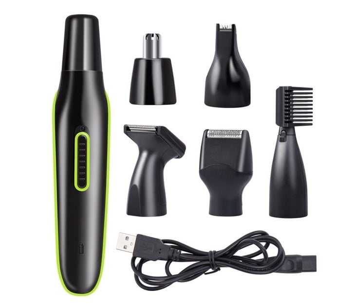 5 in 1 Multifunctional Men's facial beauty facial hair remover nose hair trimmer Corner trimmer，Dry and wet, USB charging, easy to clean black