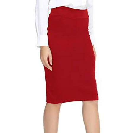 Avamo Women Midi Skirt High Waist Skirts Solid Color Ruched