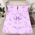 thumbnail image 2 of Feelyou Retro Purple Bow Kid Bed Sheets, Bohemian Flower King Sheets, 4-Piece, 2 of 7