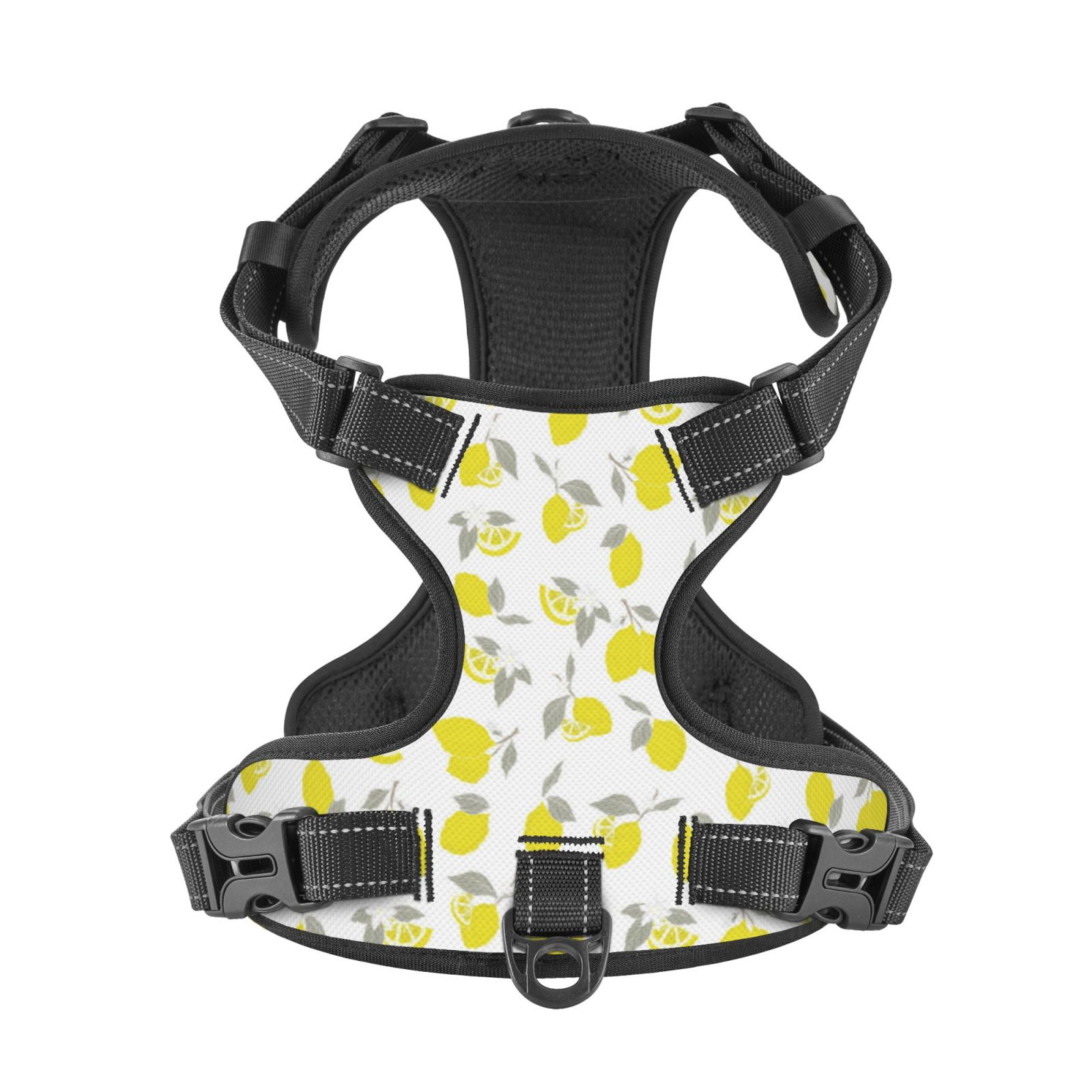 Kdxio Yellow Lemon Leaves Print No Pull Dog Harness Adjustable Reflective Oxford Easy Control Medium Large Dog Harness for Training and Everyday-Small