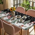 thumbnail image 3 of Black Christmas Table Cloths for 5 Foot Rectangle Tables, Snowman Xmas Tree Snowflake Winter Patio Waterproof Elastic Fitted Tablecloths, Washable Rectangular Table Cover for Camping, 3 of 8