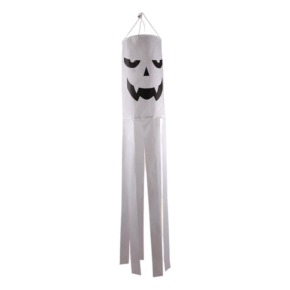 Halloween Ghost Windsock Flag Outdoor Hanging Decor, 68.9 Inch Glow in The Dark Yard Patio Garden Ornament, Spooky Night Festive Pathway Display