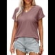 thumbnail image 2 of Camisetas Básicas de Verano de Corta con Cuello en V para Mujer, Elegantes, Informales, Holgadas, con Ojales, Conjuntos Bonitos y Fluidos Rosa Oscuro S, 2 of 7