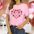 thumbnail image 1 of T-shirts de la Saint-Valentin pour Femmes Col Rond Manches Courtes Mode Imprimé Cœur T-Shirt Ample Léger Confortable Doux Basique Vêtements de Vacances Rose TTG, 1 of 4