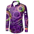 thumbnail image 4 of Hpapadks Men's Shirts Casual Long Sleeve Fall Winter Carnival 3D Print Buckle Lapel Tops Loose Mens Dress Shirt Purple XXXL, 4 of 5