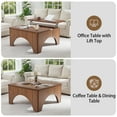 thumbnail image 7 of YOCWO 4 in 1 Carved Arched Square Coffee Table with Flip Top and Lift Top, Square Coffee Table with Hidden Compartments Storage for Living Room, Walnut, 7 of 7