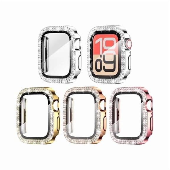 can 4-Pack Bling Case for Apple Watch Screen Protector 40mm Series 6/5/4, SE 3/2/1, Women Diamond Rhinestone Protector for iWatch Cover Accessories 40 mm